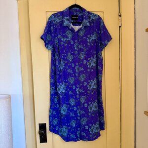 Wildfang Empower Shirt Dress in Blue Floral